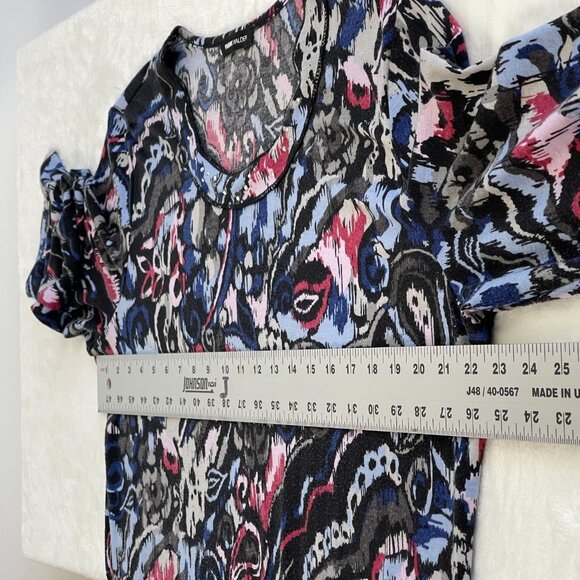 Frank Walder Womens Paisley Print 3/4 Sleeve Top Size 16 Multicolor Stretch Stud - Picture 8 of 9
